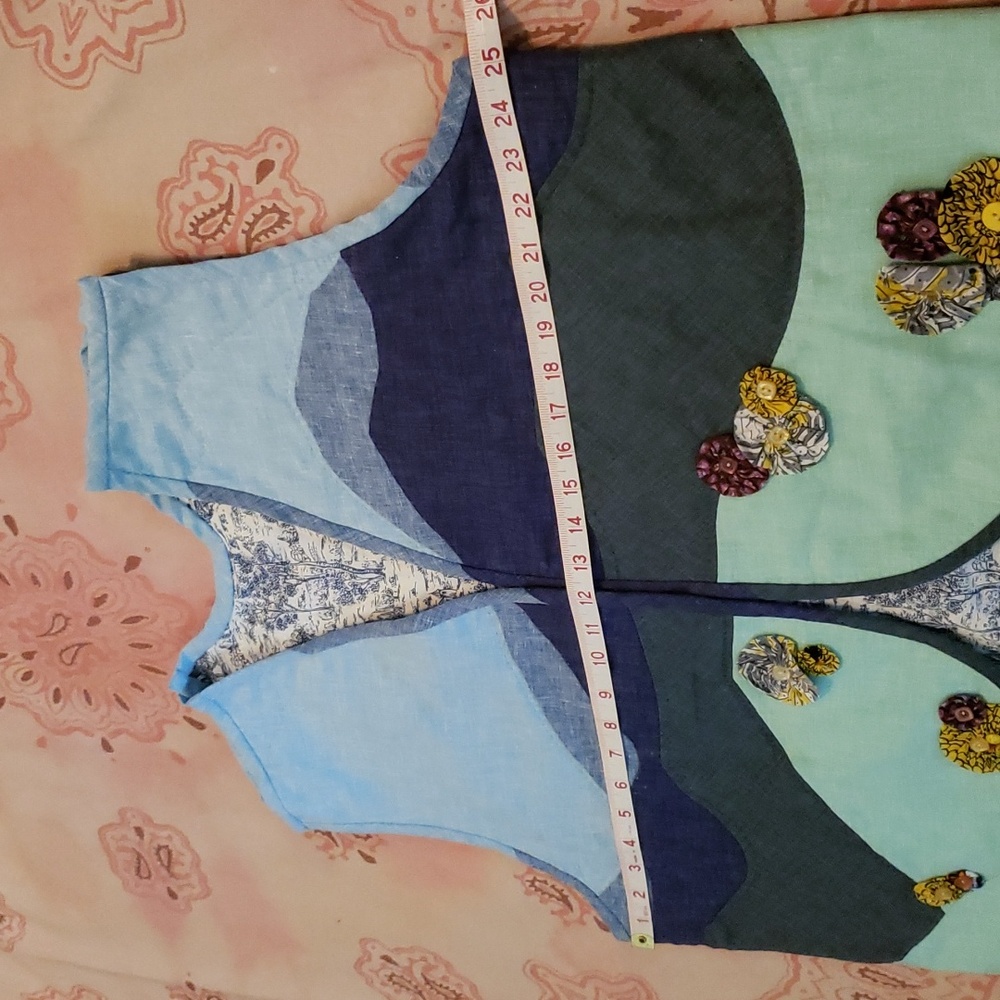 Vintage Vest Floral Flower Trees Mountains River Lake - Picture 14 of 16